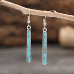 PENDIENTES ELEGANTE ANTIQUE PLATA PLAQUÉ TURQUESA GÉOMÉTRIE MOTIVO GOTA