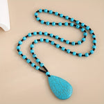 COLLAR BOHEMIO TURQUESA PERLÉ GRANDE GOTA COLGANTE