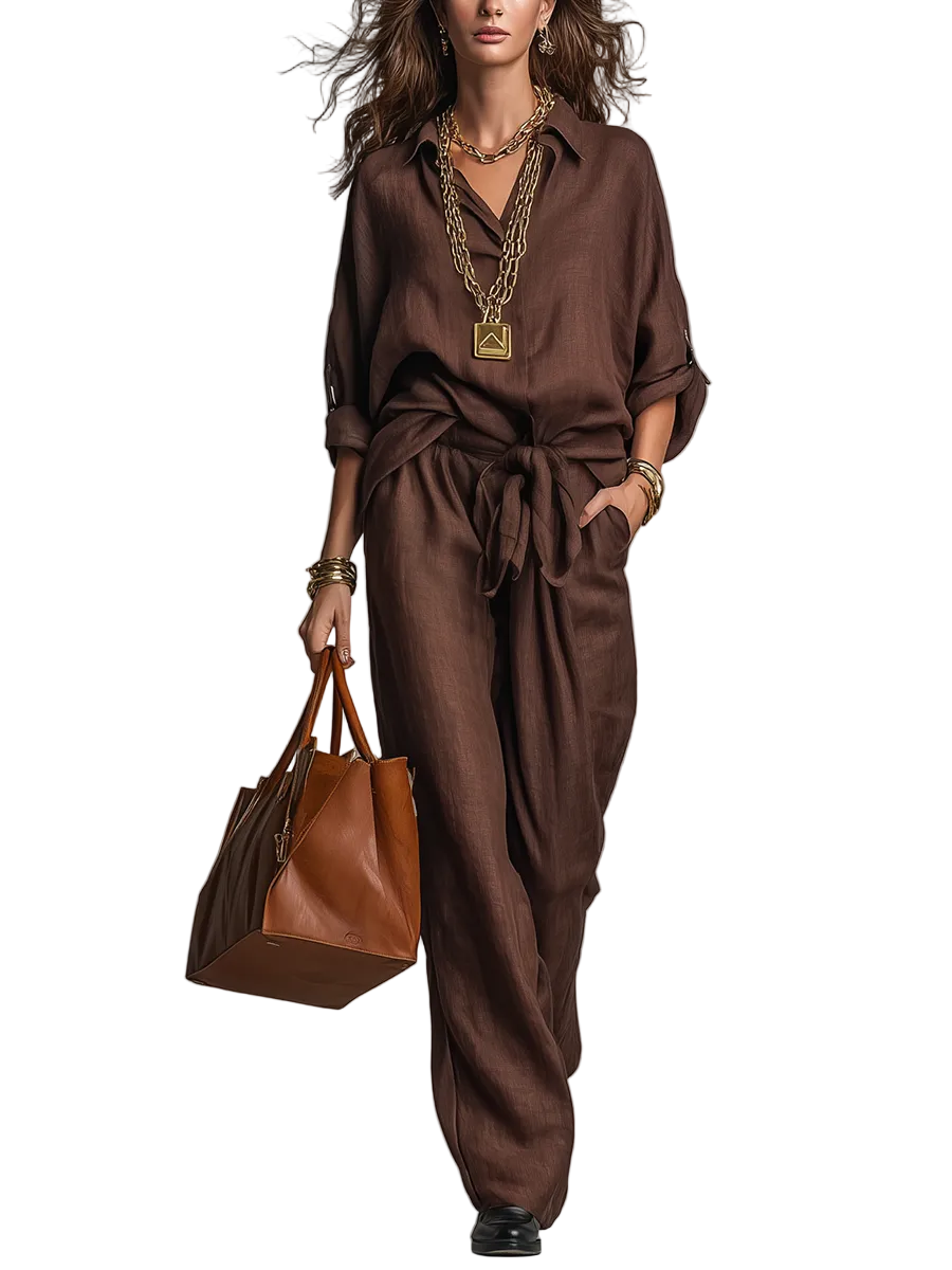 Effortless Tailored Tie-Waist Two-Piece Set