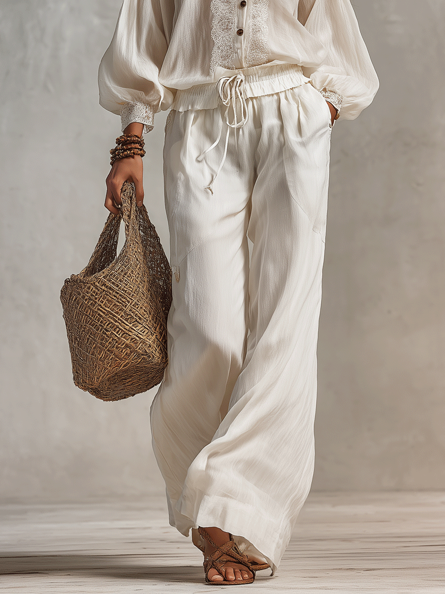 Bohemian Relaxed Ivory Embroidered Blouse