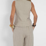 Conjunto casual de algodão com colete e calça