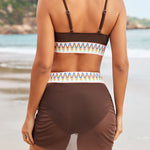 Sexy Patchwork Mesh Pleated Stretch Two-piece Bikini Swimsuit