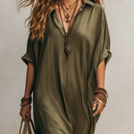 Relaxed-fit Green Satin Robe Dress