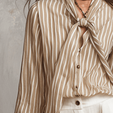 Quiet Bohemian Striped Tie-Neck Shirt
