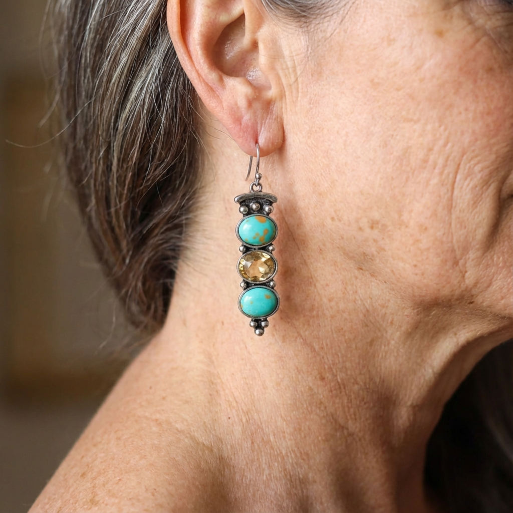 PENDIENTES VINTAGE NATUREL TURQUESA PIERRE GOTA