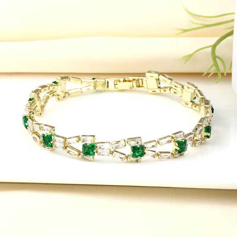 PULSERA VERDE MAILLON TENIS | ORO