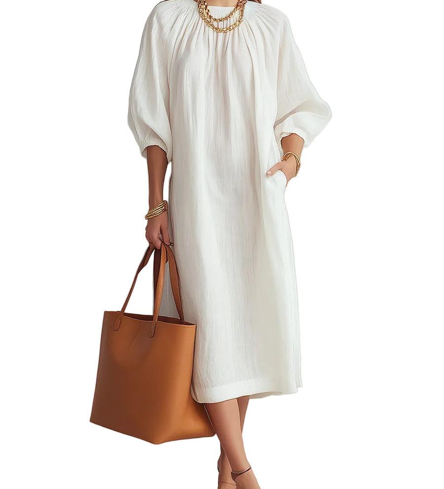 Effortless Cream Relaxed Midi Dress