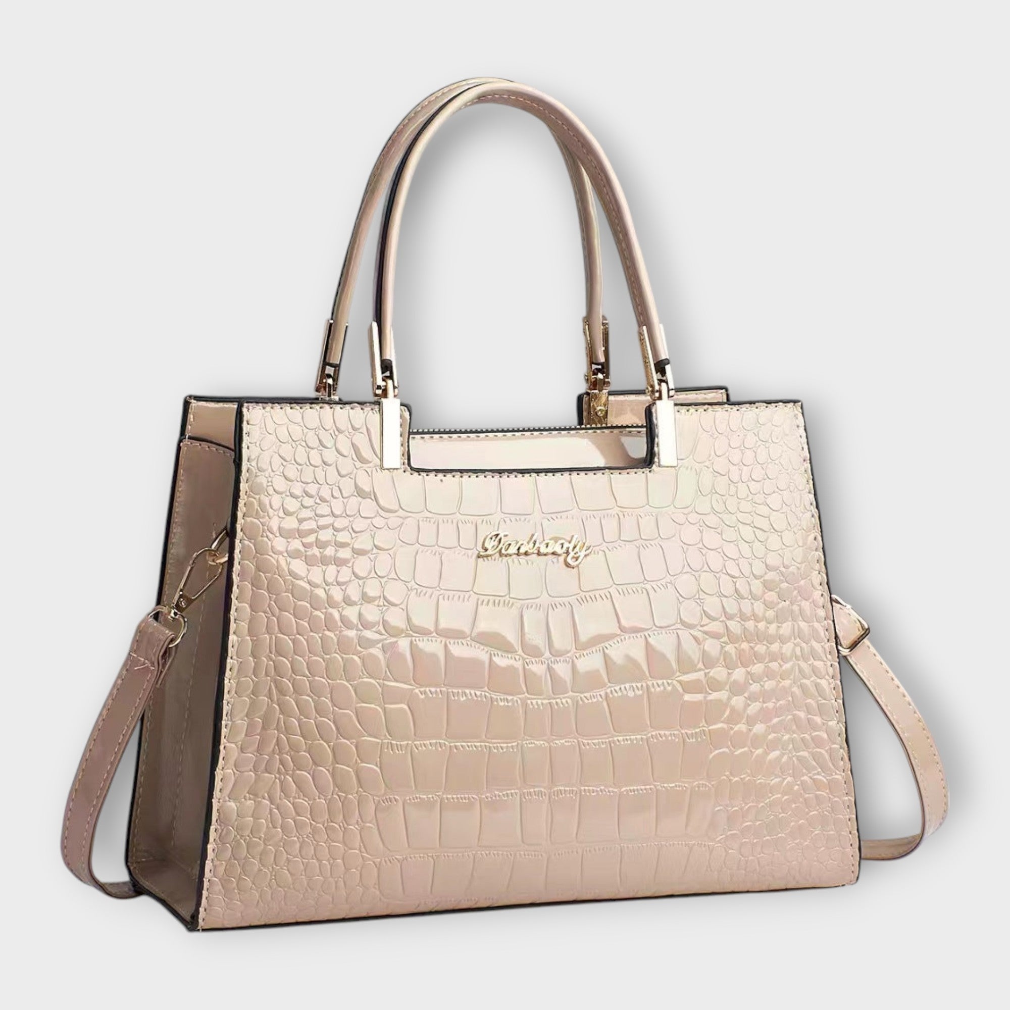 BOLSO DE MANO CON EFECTO COCODRILO BRILLANTE - VALERINA MARBELLA