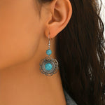 PENDIENTES VINTAGE BOHEMIO IMITATION TURQUESA FLOR GOTA
