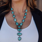 ELEGANTE VINTAGE TURQUESA IMPOSANT COLLAR & PENDIENTES