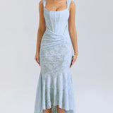 VESTIDO LARGO CON CORSET Y MODELADO ELEGANTE
