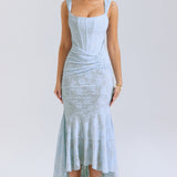 VESTIDO LARGO CON CORSET Y MODELADO ELEGANTE