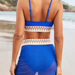 Sexy Patchwork Mesh Pleated Stretch Two-piece Bikini Swimsuit