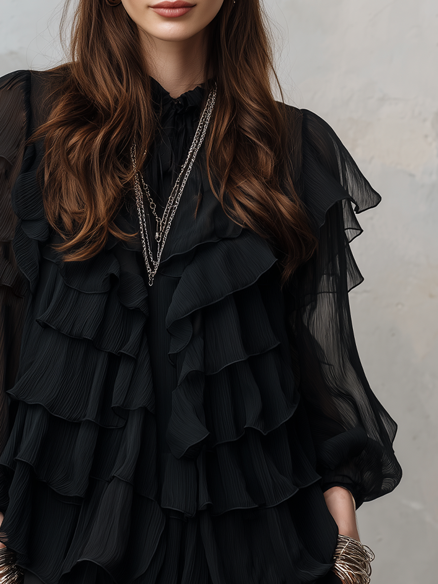 Bohemian Style Multi Layered Ruffle Top