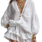 Airy Bohemian Tie-Front Top & Flowing Skirt Set