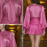 VESTIDO MINI FUCSIA CON TRANSPARENCIA - VALERINA MARBELLA