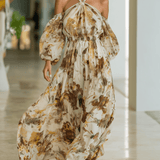 VESTIDO LARGO DE GASA CON ESTAMPADO ACUARELA - VALERINA MARBELLA