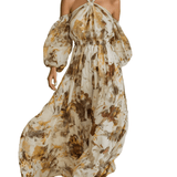 VESTIDO LARGO DE GASA CON ESTAMPADO ACUARELA - VALERINA MARBELLA