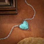 COLLAR BOHEMIO STYLE TURQUESA CORAZÓN COLGANTE