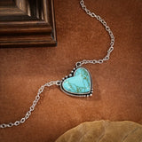 COLLAR BOHEMIO STYLE TURQUESA CORAZÓN COLGANTE
