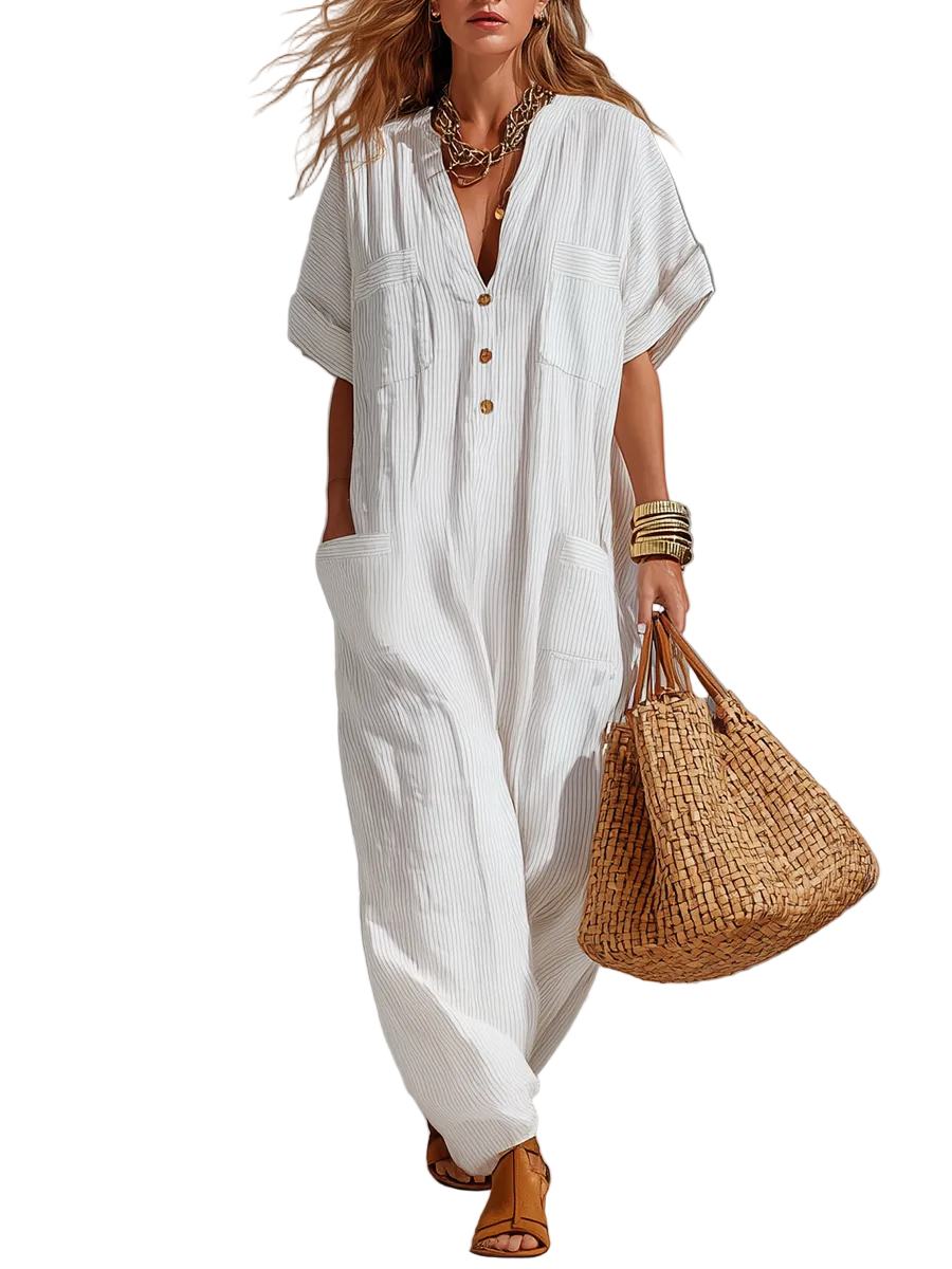 Effortless Striped Oversized Shirt Dress