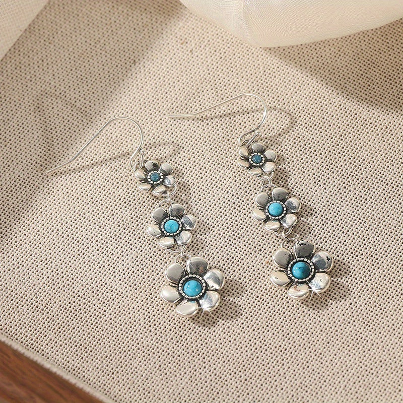 PENDIENTES BOHEMIO PÉTALO EN FORME DE TURQUESA GOTA