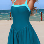 Stylish Square Neck Back Cutout Tie-up Pocket Stretch One-piece Swimsuit