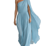 VESTIDO MAXI DE GASA AZUL CLARO DE UN SOLO HOMBRO - VALERINA MARBELLA