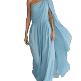 VESTIDO MAXI DE GASA AZUL CLARO DE UN SOLO HOMBRO - VALERINA MARBELLA
