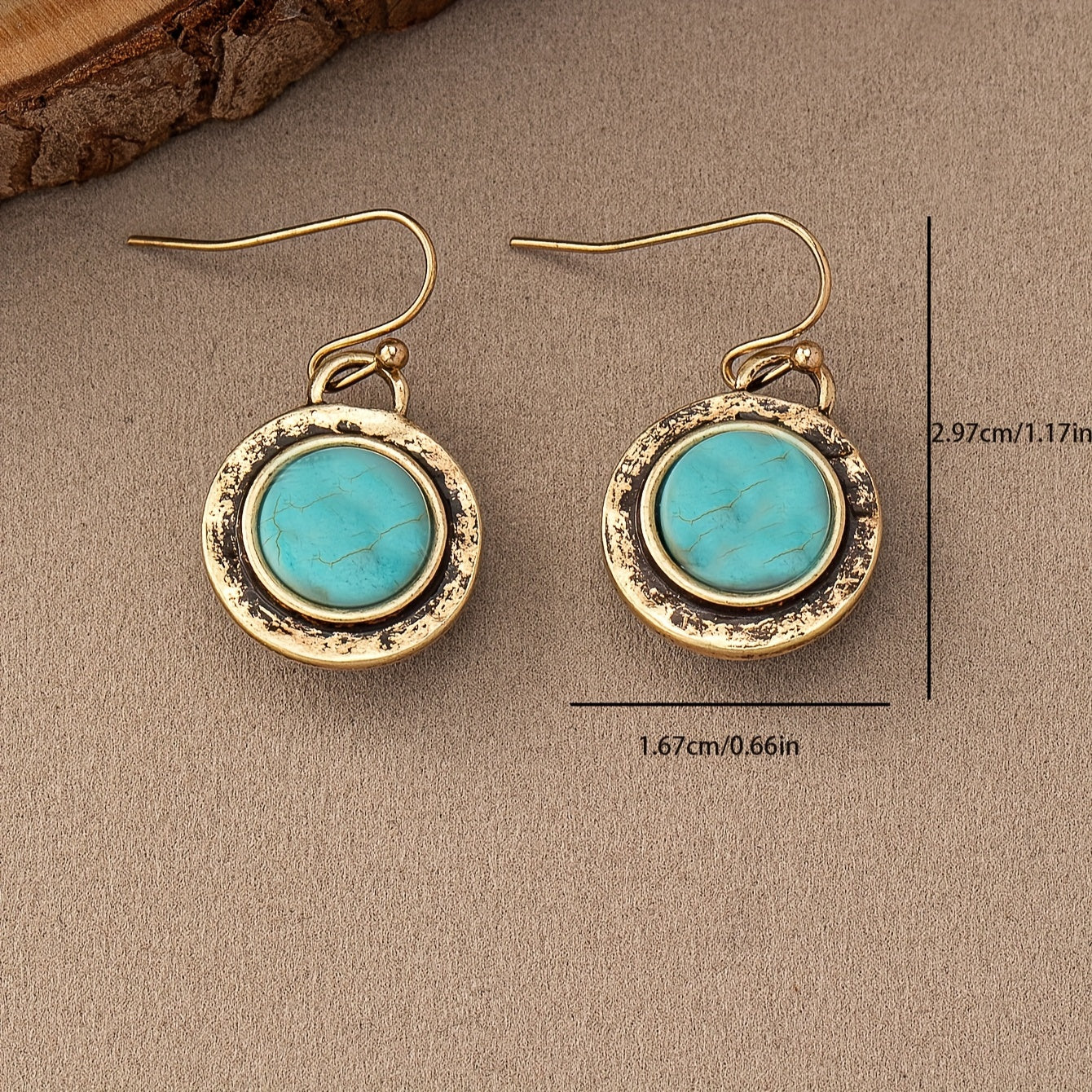 PENDIENTES BOHEMIO MINIMALISTA TURQUESA REDONDO GOTA