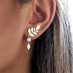PENDIENTES VINTAGE ELEGANTE ORO FEUILLE & PERLA GOTA