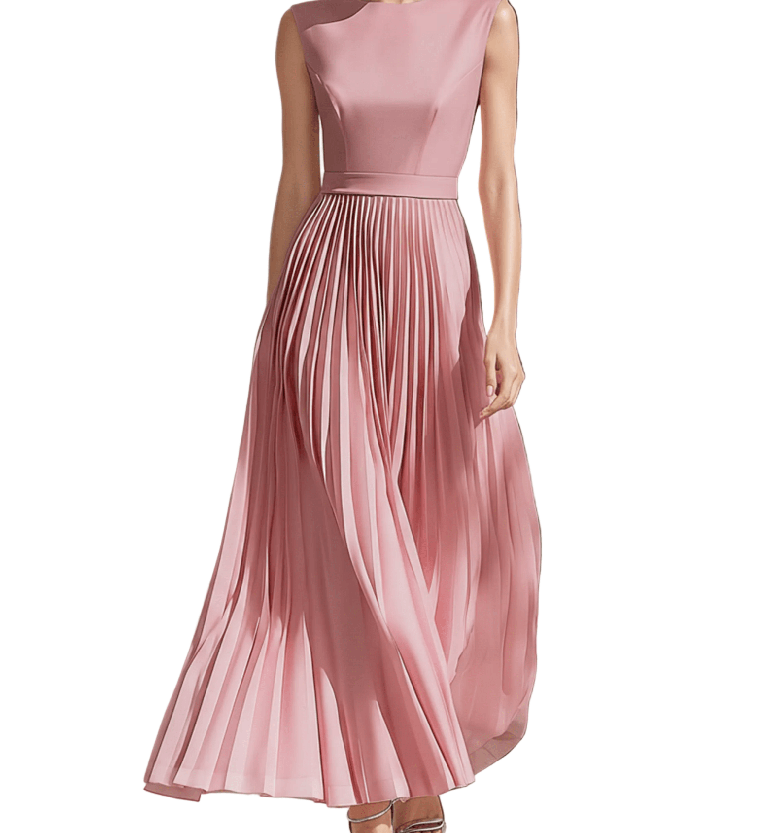 VESTIDO LARGO ROSA EMPOLVADO CON CUERPO ESTRUCTURADO - VALERINA MARBELLA