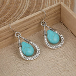 PENDIENTES VINTAGE RÉTRO EAU GOTA STYLE TURQUESA COLGANTE