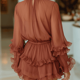 VESTIDO MINI DE GASA TRANSPARENTE ROJO - VALERINA MARBELLA