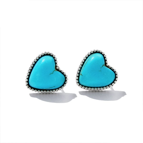 PENDIENTES ELEGANTE BOHEMIO PLATA PLAQUÉ TURQUESA FOYER AMOR