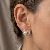 PENDIENTES LUZ BLANCO ÓPALO PERLA ORO CLOU OREILLE