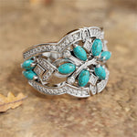 ANILLO VINTAGE BOHEMIO TURQUESA FLEURS LIANES