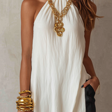 Minimal Halter-Neck Fluid Blouse