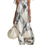 Black And White Checkered Loose-fitting Dress