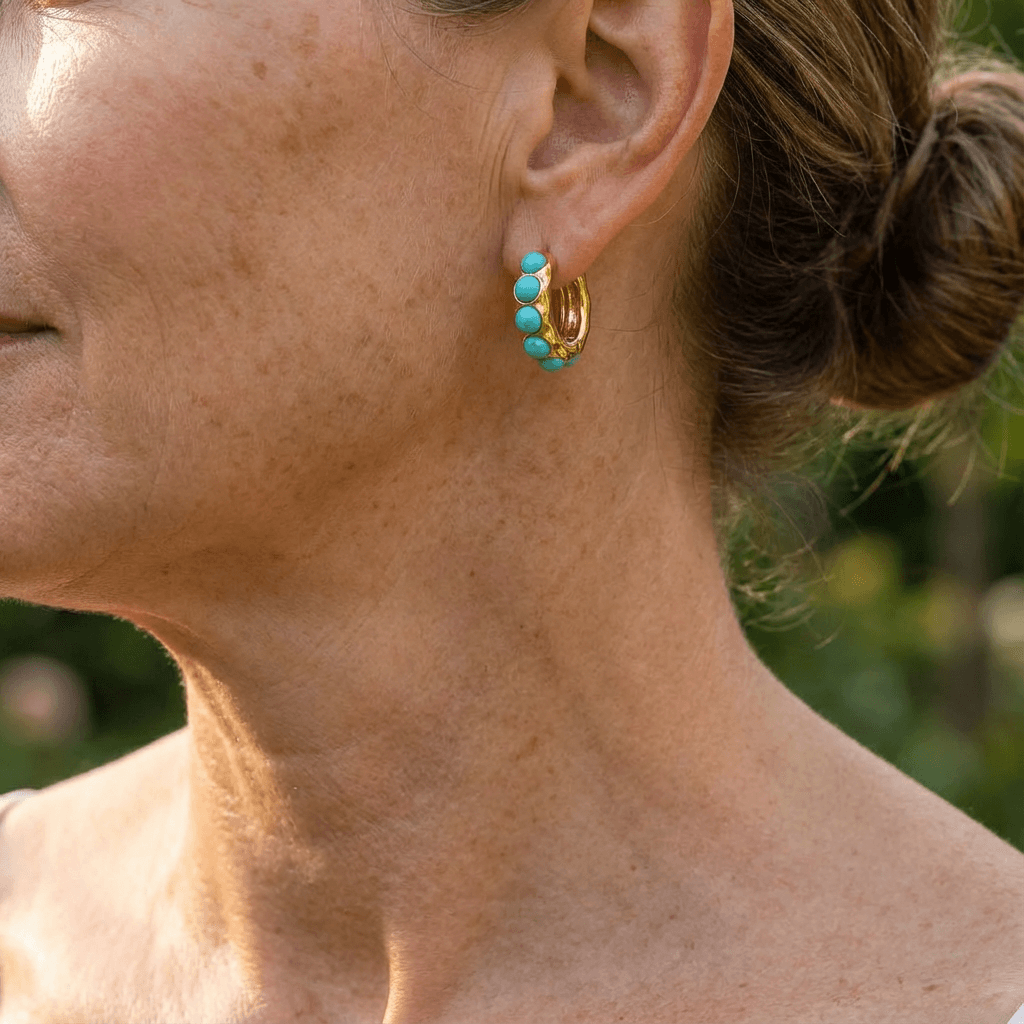 PENDIENTES AUDACIEUX TURQUESA PIERRE SCULPTÉ ARO
