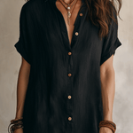 Modern Boho Effortless Black Linen Relaxed Midi Dress