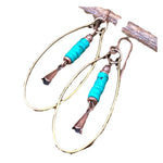 PENDIENTES VINTAGE BOHEMIO TURQUESA PERLÉ ARO