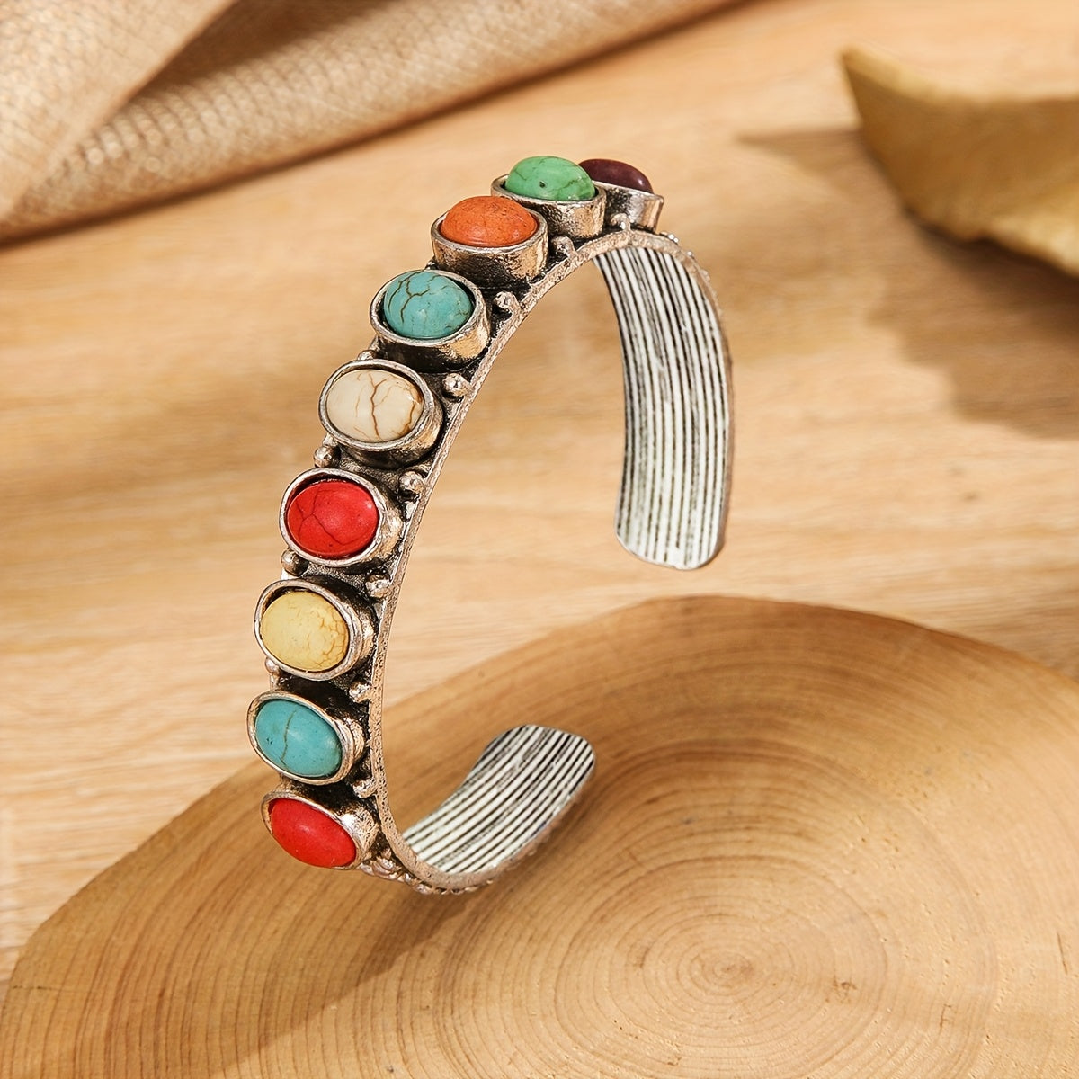 PULSERA VINTAGE STYLE MULTI-PIERRES TURQUESA MANCHETTE