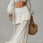 Bohemian Style | Crop Top + Ruffled Long Skirt Two-piece Set