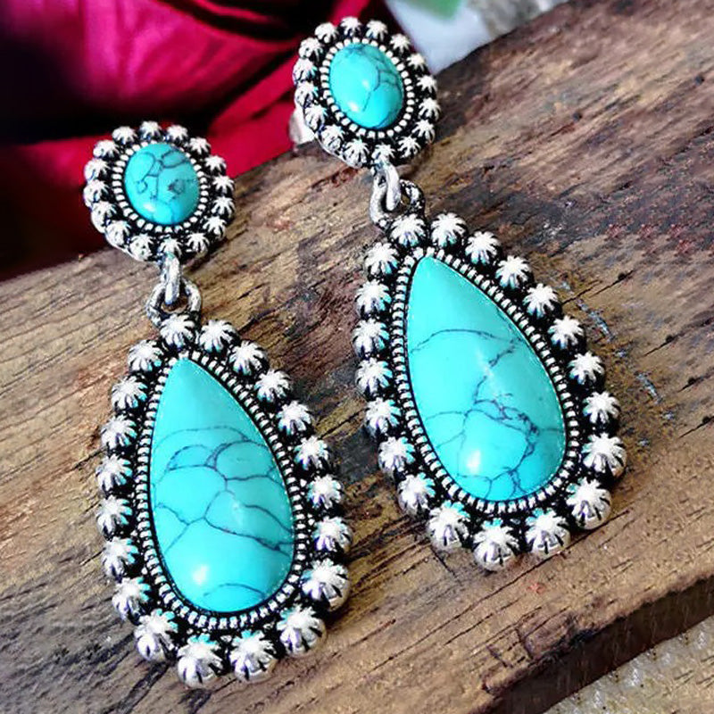 PENDIENTES VINTAGE GOTA TURQUESA IMPOSANT GOTA