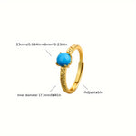 ANILLO ELEGANTE LISSE TURQUESA PIERRE PRECIOSA DORADO SORTIJA