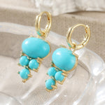 PENDIENTES BOHEMIO ÓVALO TURQUESA RACIMO GOTA