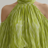 VESTIDO LARGO DE SATÉN VERDE ESMERALDA CON ESCOTE EN V - VALERINA MARBELLA