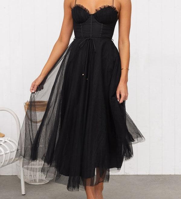Modern-day Princess Chiffon Suspenders Party Maxi Dress