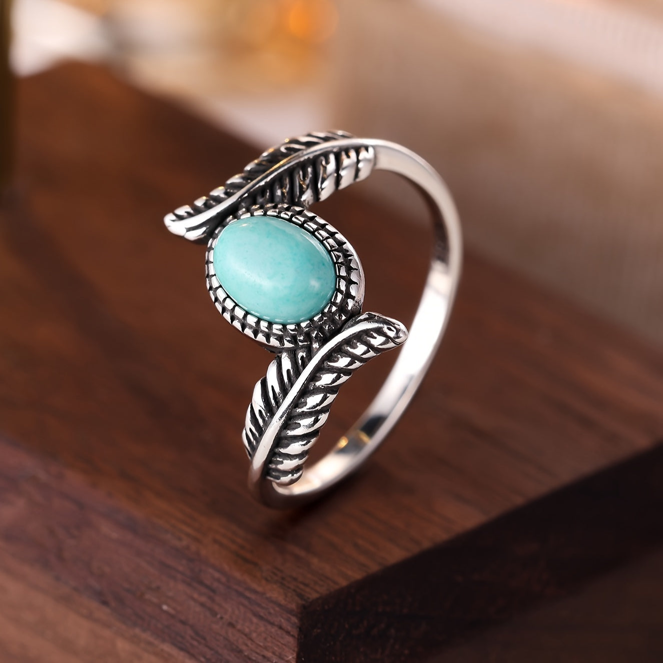 ANILLO VINTAGE FEUILLE TURQUESA STERLING PLATA